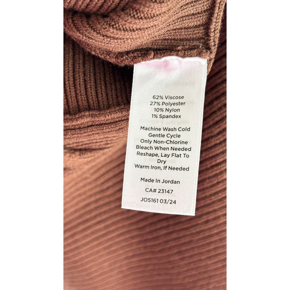 Talbots Mixed Cable Moto Sweater Knit Jacket Brown Womens Size Large Petite New - Picture 10 of 10